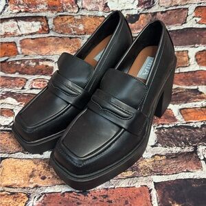 MIA Black Leather Flats Classic Loafers